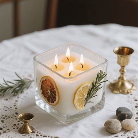 كاس زجاج شفاف مربع للشمع -8